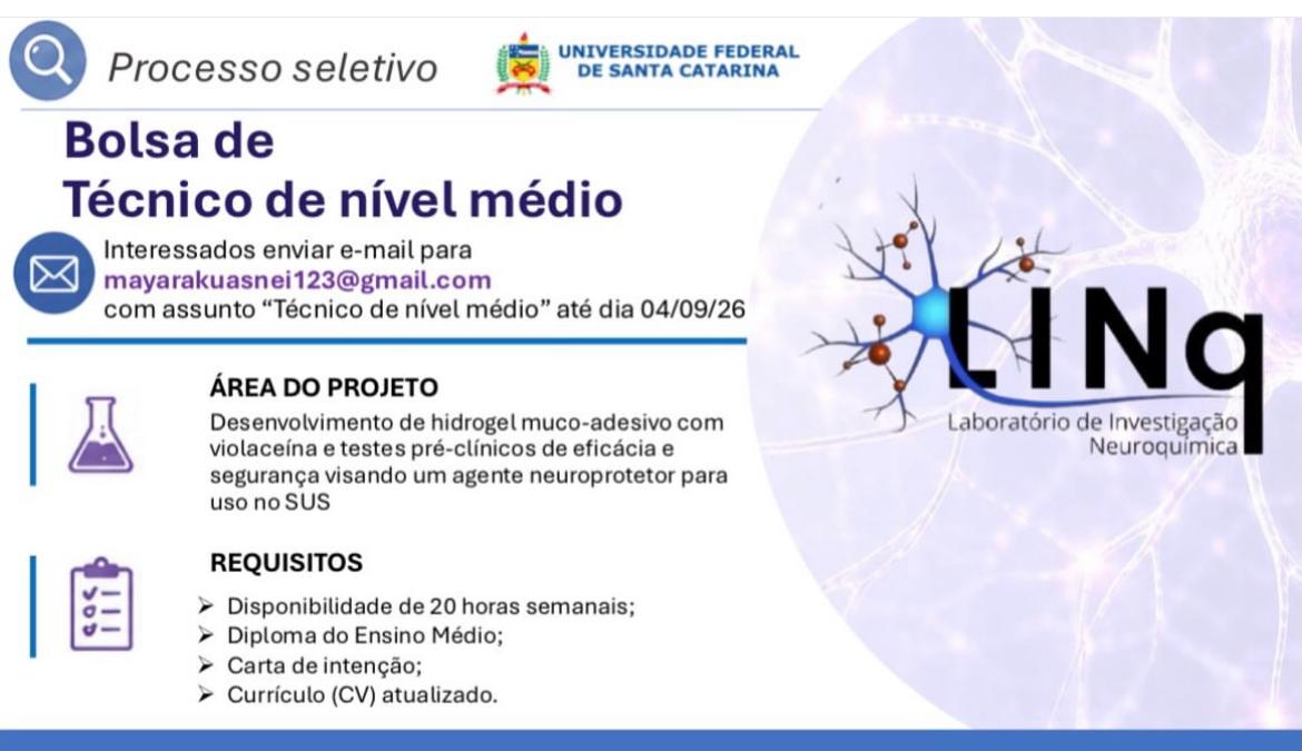 Imagem da notícia Laboratório da UFSC está com bolsa para técnico de nível médio